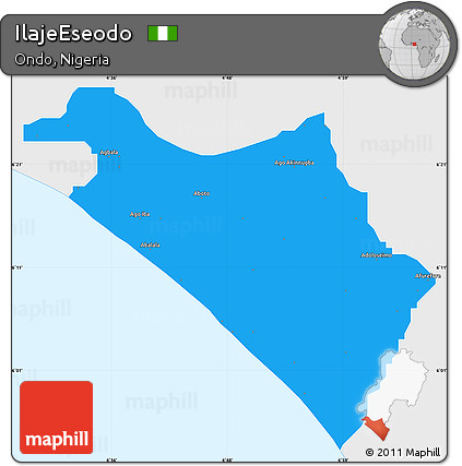 Political Simple Map of IlajeEseodo, single color outside