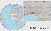 Gray Location Map of Ondo, within the entire country
