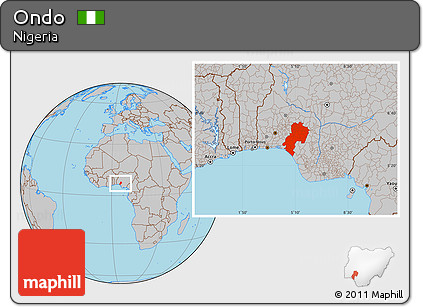 Gray Location Map of Ondo