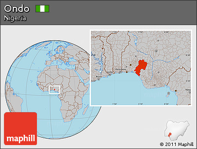 Gray Location Map of Ondo
