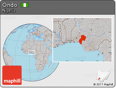Gray Location Map of Ondo