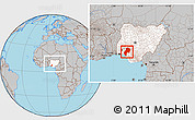 Gray Location Map of Ondo, highlighted country, within the entire country