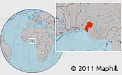 Gray Location Map of Ondo, hill shading