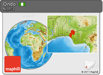 Physical Location Map of Ondo
