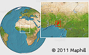 Satellite Location Map of Ondo, within the entire country