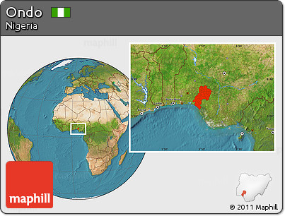 Satellite Location Map of Ondo