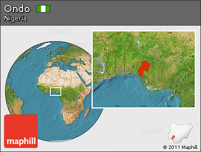 Satellite Location Map of Ondo