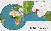 Satellite Location Map of Ondo, highlighted country