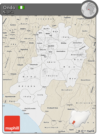 Classic Style Map of Ondo