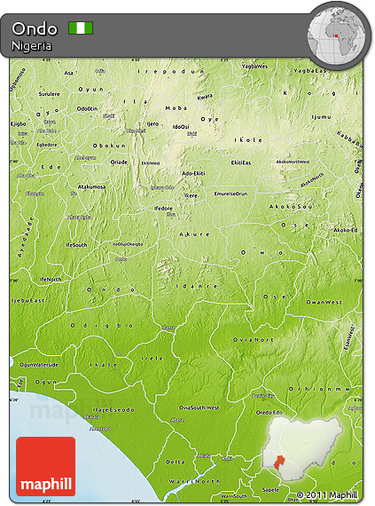 Physical Map of Ondo