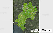 Satellite Map of Ondo, darken, semi-desaturated