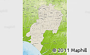 Shaded Relief Map of Ondo, physical outside