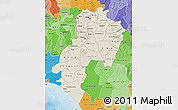 Shaded Relief Map of Ondo, political shades outside