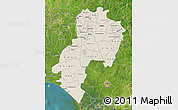 Shaded Relief Map of Ondo, satellite outside
