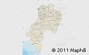 Shaded Relief Map of Ondo, single color outside