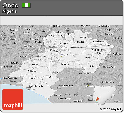 Gray Panoramic Map of Ondo