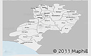 Gray Panoramic Map of Ondo, single color outside