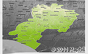 Physical Panoramic Map of Ondo, darken, desaturated