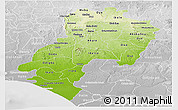 Physical Panoramic Map of Ondo, lighten, desaturated