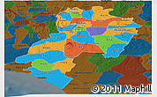 Political Panoramic Map of Ondo, darken