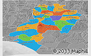 Political Panoramic Map of Ondo, desaturated