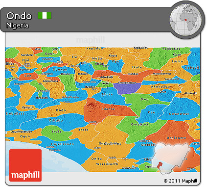 Political Panoramic Map of Ondo