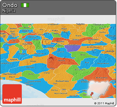 Political Panoramic Map of Ondo