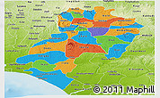 Political Panoramic Map of Ondo, physical outside