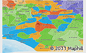Political Panoramic Map of Ondo, political shades outside