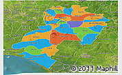 Political Panoramic Map of Ondo, satellite outside
