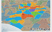 Political Panoramic Map of Ondo, semi-desaturated