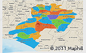 Political Panoramic Map of Ondo, shaded relief outside