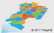 Political Panoramic Map of Ondo, single color outside