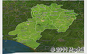 Satellite Panoramic Map of Ondo, darken
