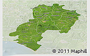 Satellite Panoramic Map of Ondo, lighten
