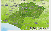Satellite Panoramic Map of Ondo, physical outside