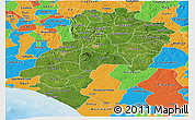 Satellite Panoramic Map of Ondo, political outside