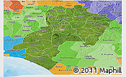 Satellite Panoramic Map of Ondo, political shades outside