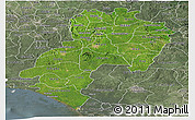 Satellite Panoramic Map of Ondo, semi-desaturated