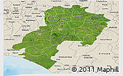 Satellite Panoramic Map of Ondo, shaded relief outside