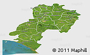Satellite Panoramic Map of Ondo, single color outside
