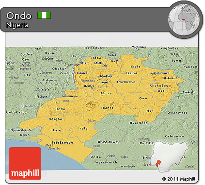 Savanna Style Panoramic Map of Ondo