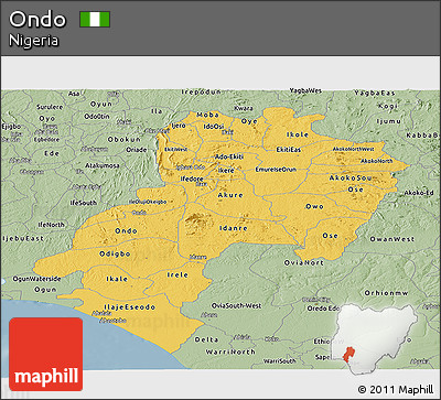 Savanna Style Panoramic Map of Ondo