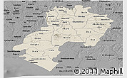 Shaded Relief Panoramic Map of Ondo, darken, desaturated