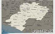 Shaded Relief Panoramic Map of Ondo, darken