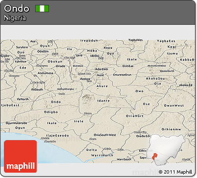 Shaded Relief Panoramic Map of Ondo
