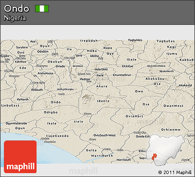 Shaded Relief Panoramic Map of Ondo