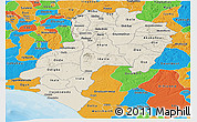Shaded Relief Panoramic Map of Ondo, political outside
