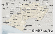 Shaded Relief Panoramic Map of Ondo, semi-desaturated