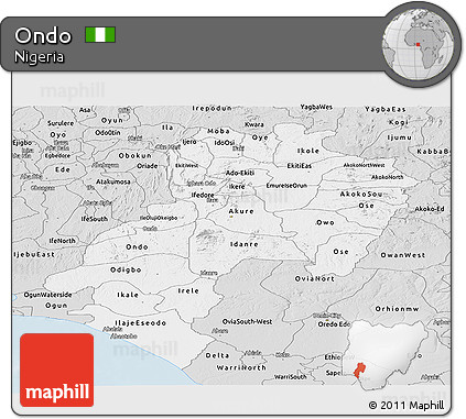 Silver Style Panoramic Map of Ondo